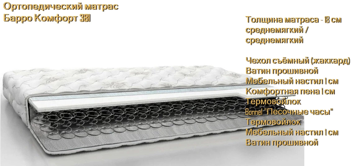 Матрас Барро Комфорт 381 купить в Минске недорого