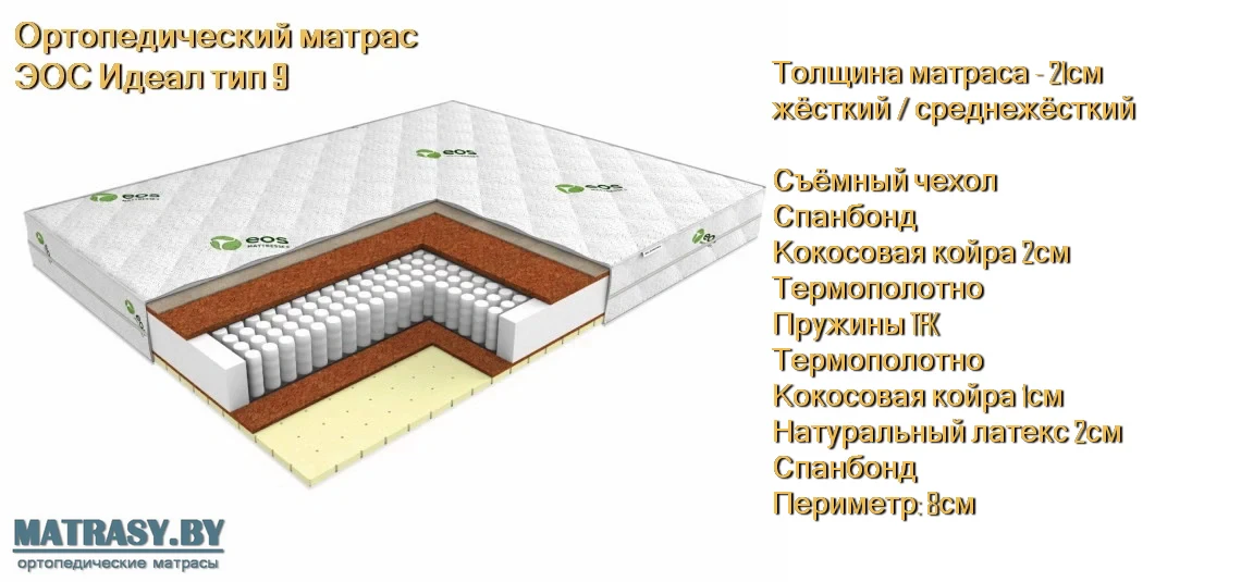 Матрас ЭОС Идеал 9 купить в Минске недорого