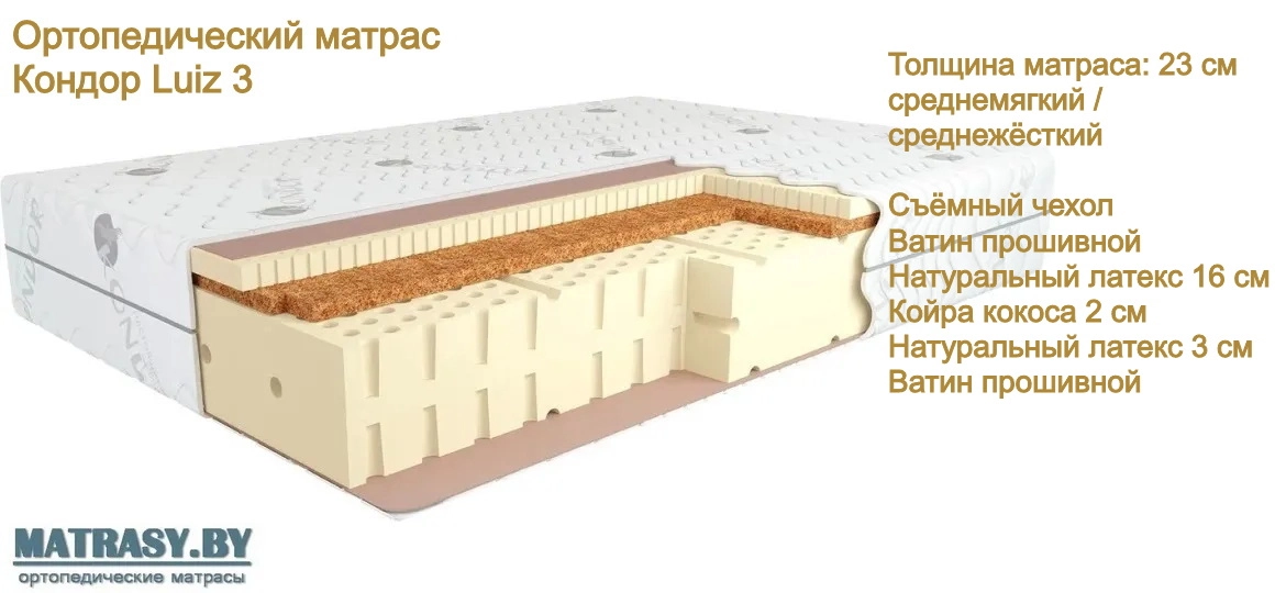 Беспружинный матрас Кондор Luiz 3 купить в Минске недорого