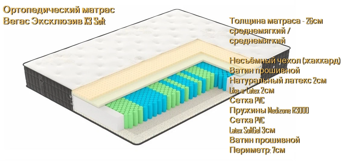 Матрас Вегас Exclusive X4 Soft купить в Минске недорого